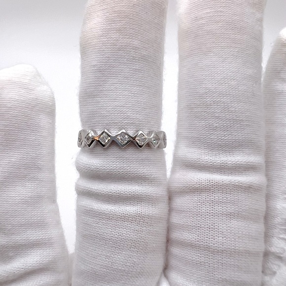 .925 Sterling Silver Rhodium Plated 4mm Cz Eternity Band - Picture 8 of 12